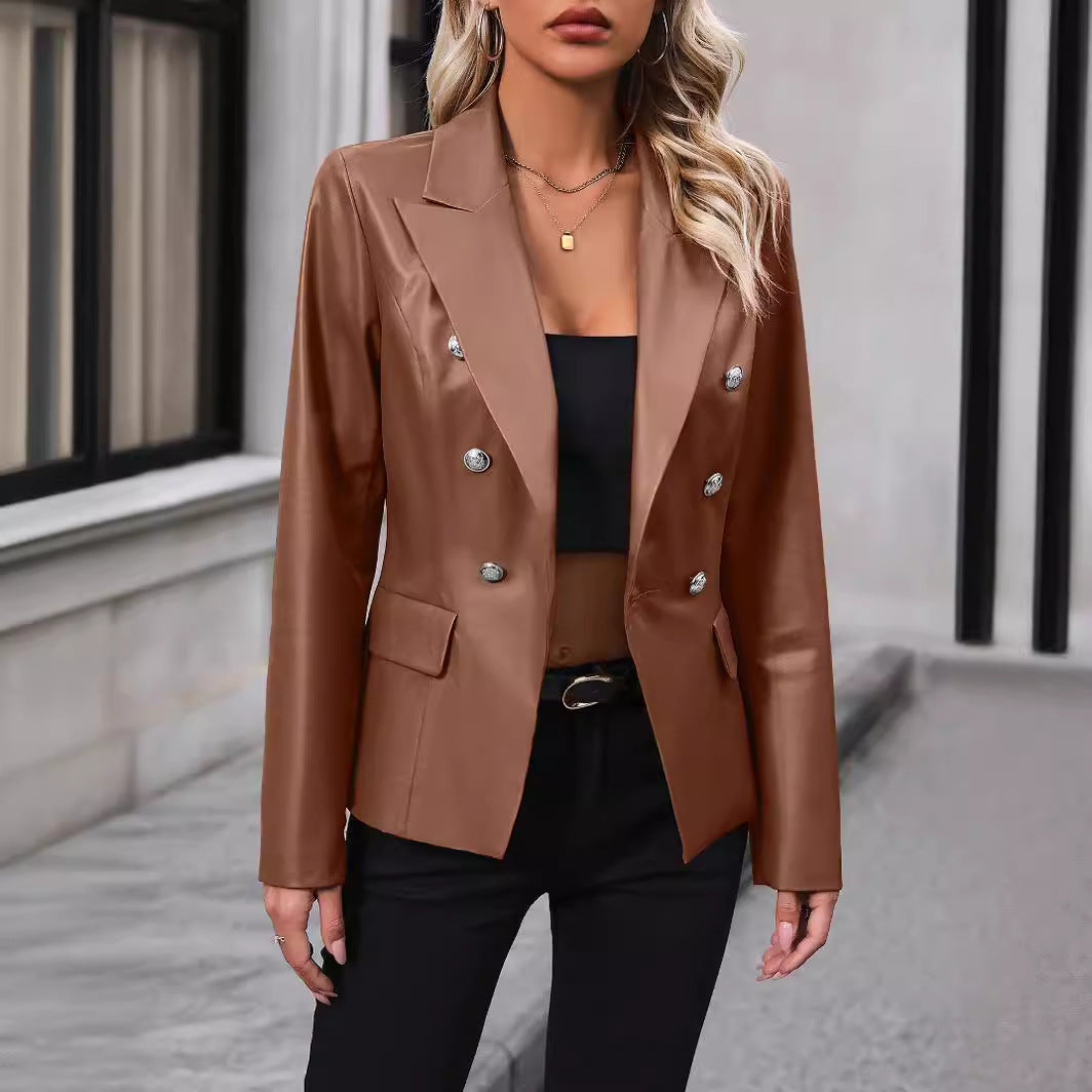 Women’s Blazer – Tailored Fit – Satin Look – Double-Breasted with Peak Lapels