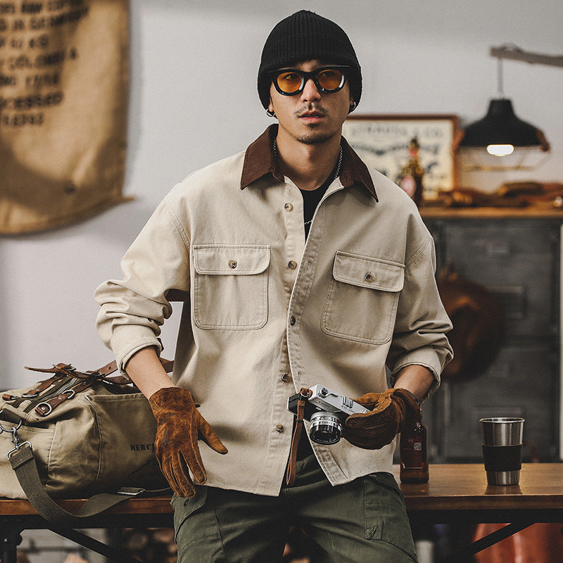 Men’s Workwear Jacket – Loose Fit – Durable Canvas – Button Front – Utility Pockets