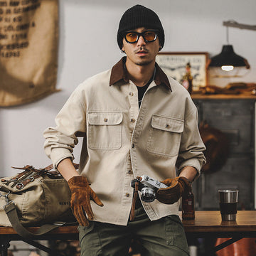 Men’s Workwear Jacket – Loose Fit – Durable Canvas – Button Front – Utility Pockets
