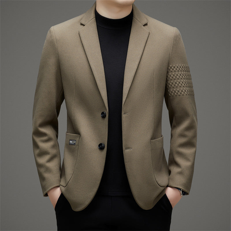 Men’s Blazer – Slim Fit – Wool Blend – Two-Button – Notched Lapel – Embroidered Sleeve