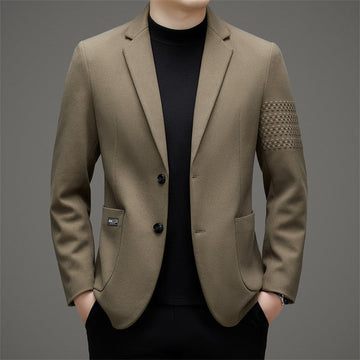 Men’s Blazer – Slim Fit – Wool Blend – Two-Button – Notched Lapel – Embroidered Sleeve