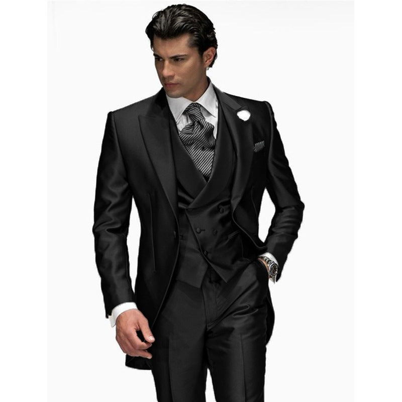 Men’s Three-Piece Suit – Tailored Fit – Notched Lapel – Formal Wool Blend Ensemble
