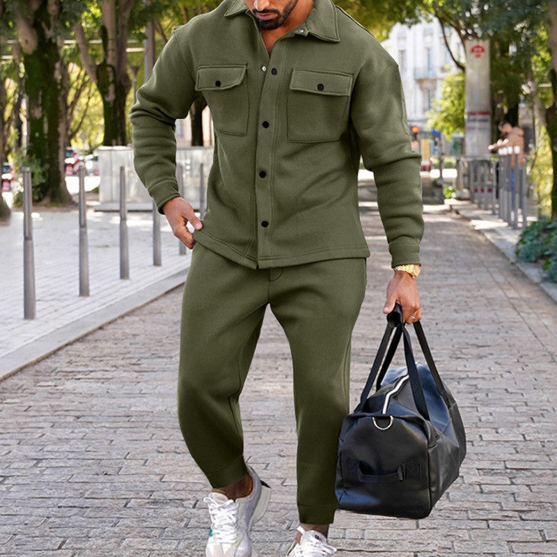 Men’s Two-Piece Suit – Regular Fit Jacket and Trousers – Cotton Blend – Utility Pockets