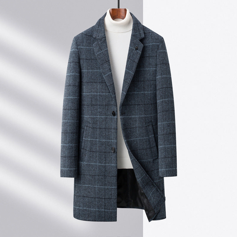 Men’s Overcoat – Wool Blend – Straight Fit – Mid-Length – Notch Lapel – Single Breasted