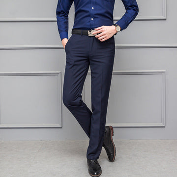 Men’s Trousers – Slim Fit – Stretch – Wrinkle-Resistant – Flat Front – Full Length