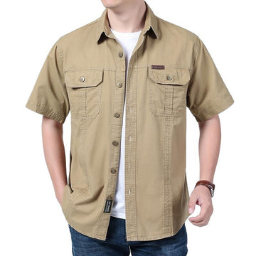 Men’s Work Shirt – Cotton Blend – Relaxed Fit – Short Sleeve – Button-Up – Chest Pockets