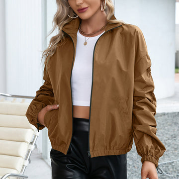 Women’s Jacket – Lightweight Relaxed Fit – Water-Resistant – Zip Front – Elastic Cuffs
