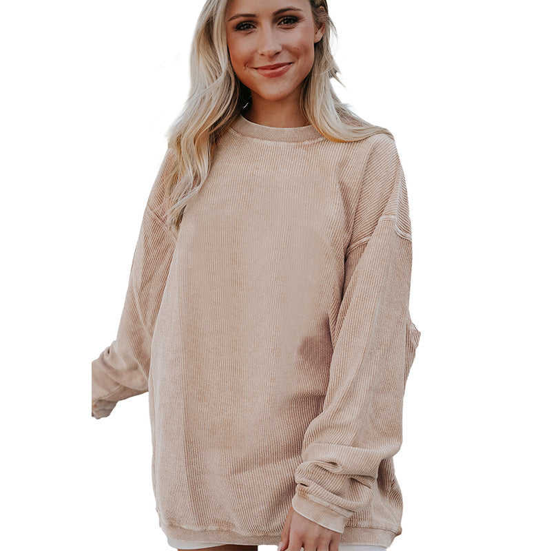 Women’s Sweatshirt – Relaxed Fit – Cotton Blend – Long Sleeve – Round Neck Casual Wear