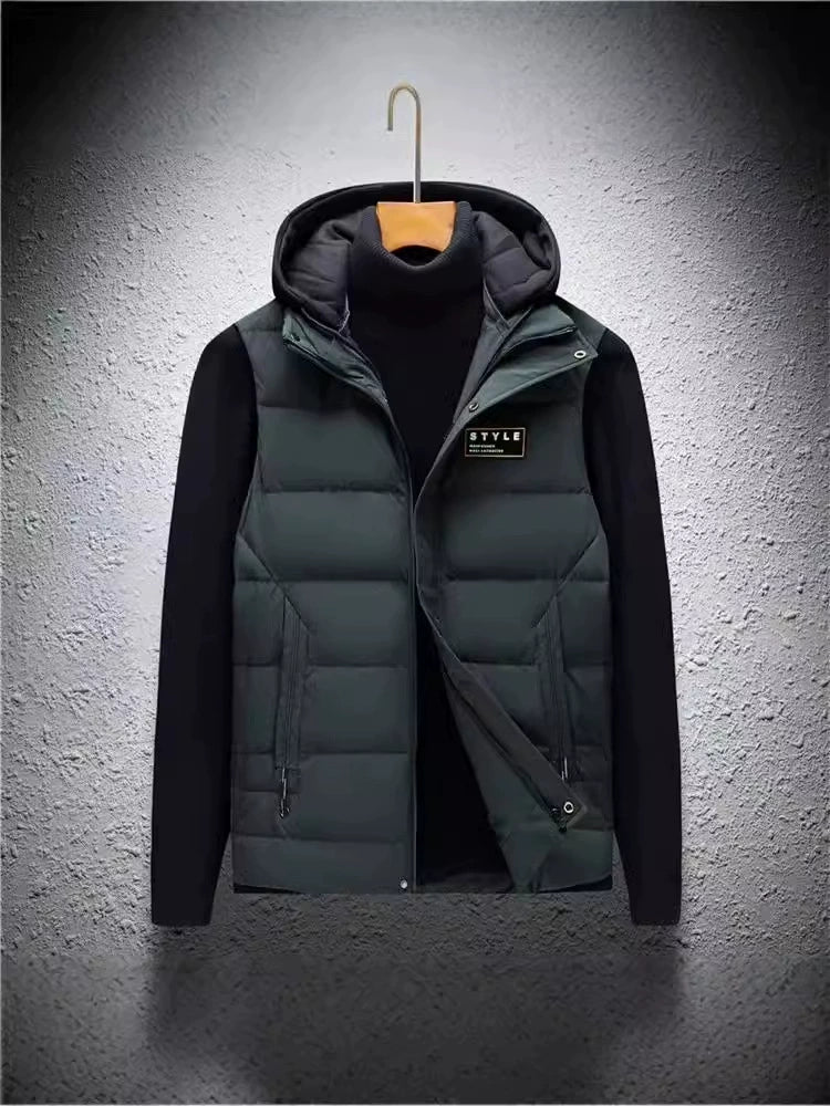 Men’s Hooded Vest – Quilted Down – Regular Fit – Sleeveless Zip Layer with Pockets