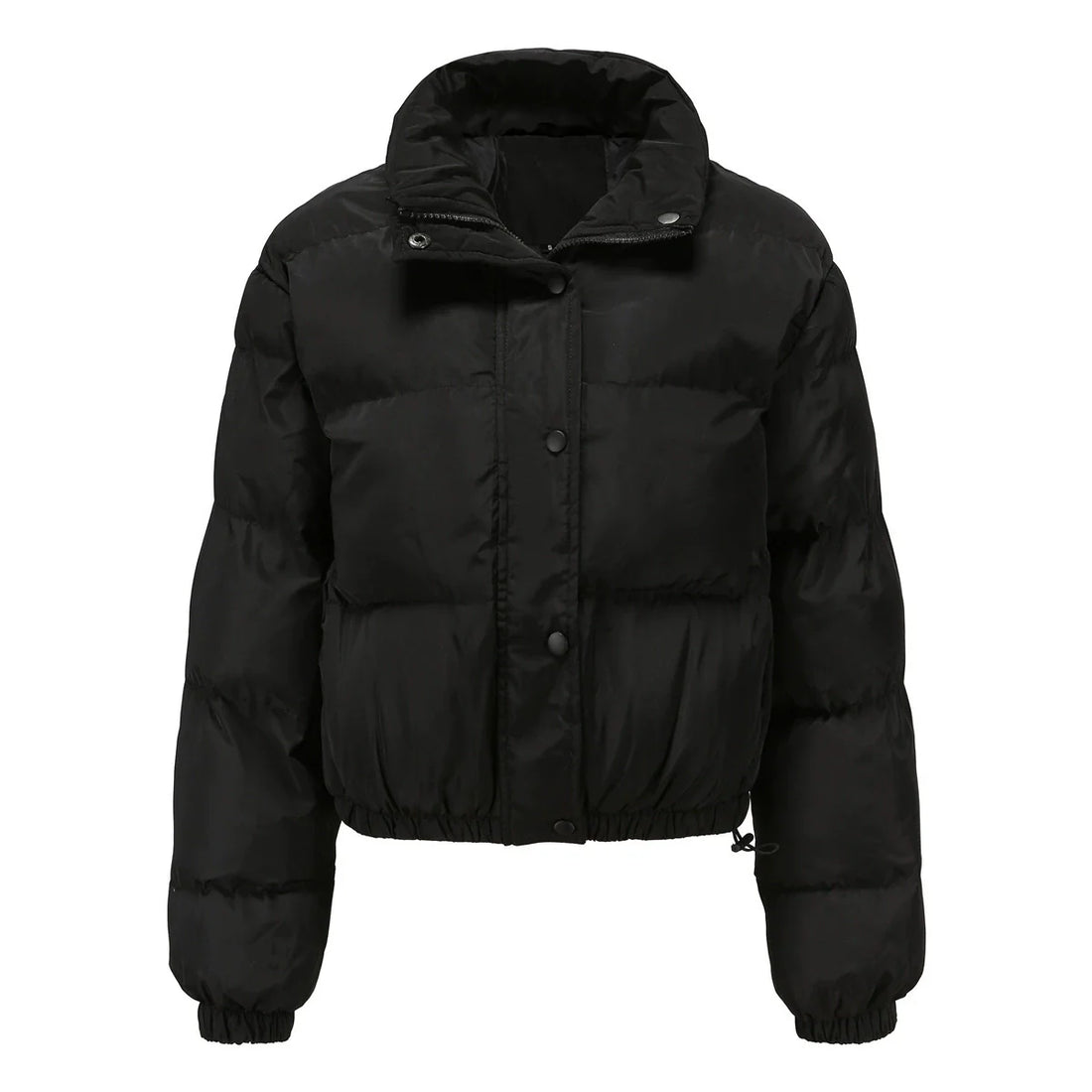 Women’s Puffer Jacket – Oversized Fit – Cropped Length – High Collar – Quilted Warm Design