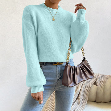 Women’s Knitted Sweater – Relaxed Fit – Soft Wool Blend – Crew Neck – Ribbed Cuffs