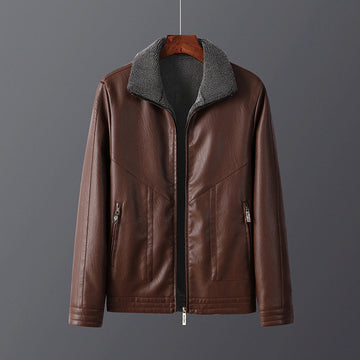 Men’s Jacket – Regular Fit – Faux Leather – Fleece Lined – Reversible – Zippered Pockets