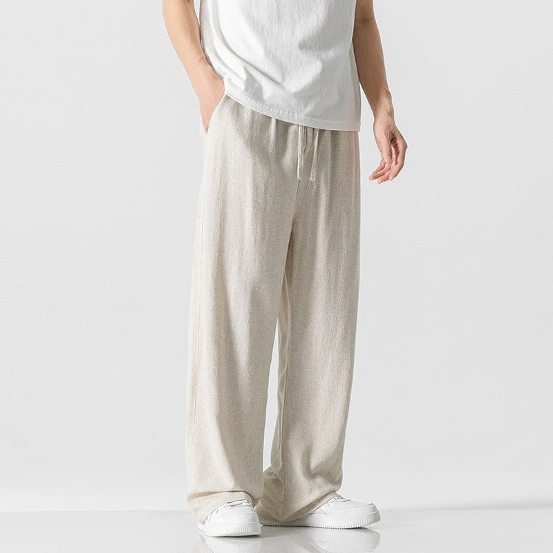 Men’s Casual Trousers –  Loose Fit – Drawstring Waist – Full Length