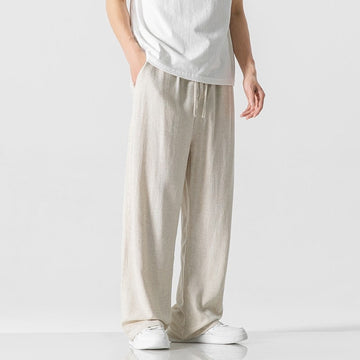 Men’s Casual Trousers –  Loose Fit – Drawstring Waist – Full Length