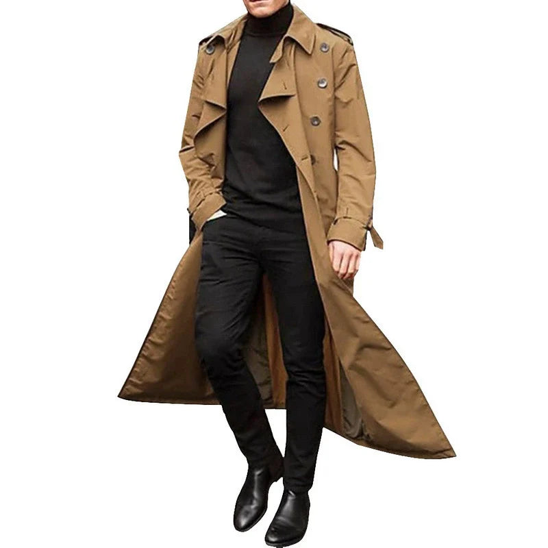 Men’s Trench Coat – Tailored Fit – Double-Breasted – Notched Lapels – Epaulet Detail