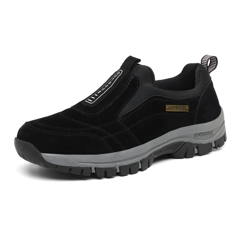 Men’s Hiking Shoes – Slip-On Design – Rugged Sole – Suede-Feel Upper – Supportive Fit