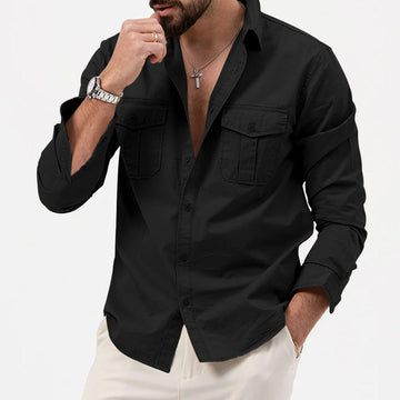 Men’s Long Sleeve Shirt –  Regular Fit – Button Down – Chest Pockets