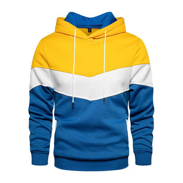 Men’s Hooded Sweatshirt – Cotton Blend – Loose Fit – Colorblock – Side Pockets