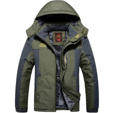 Men’s Outdoor Jacket – Water-Resistant – Fleece Lined – Hooded – Casual Fit