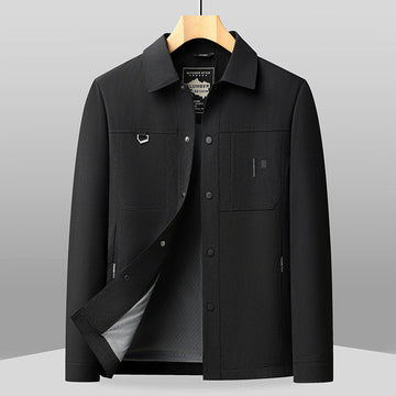 Men’s Jacket – Regular Fit – Woven Texture – Point Collar – Button Front – Chest Pockets