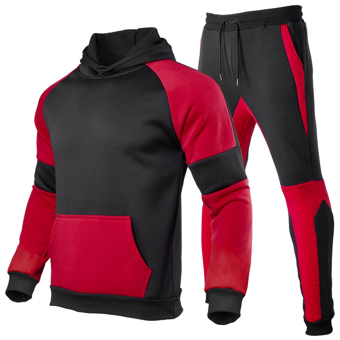 Men's With Two-Piece Hoodie and Jogger Set – Relaxed Fit – Cotton Blend – Contrast Stitching – Tapered Leg