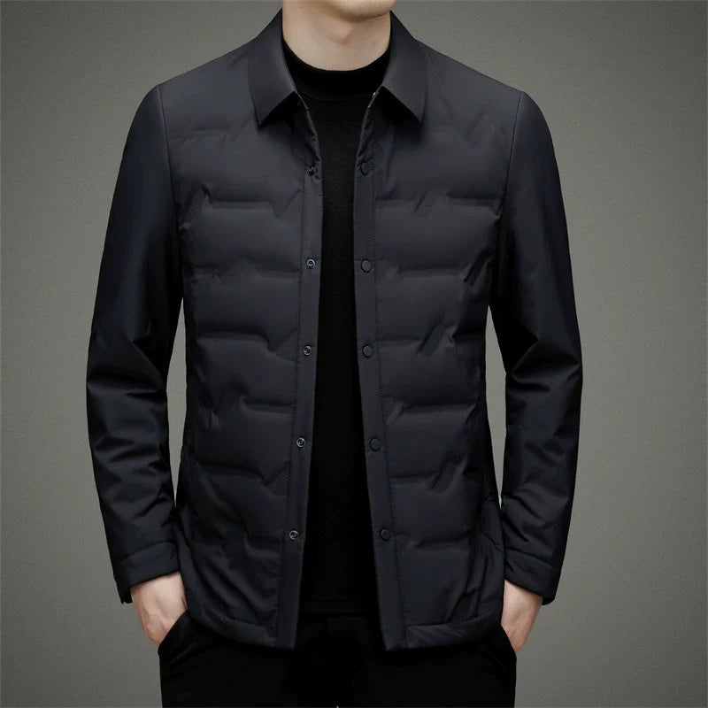 Men’s Down Jacket – Slim Fit – Insulated – Button-Up Quilted Style