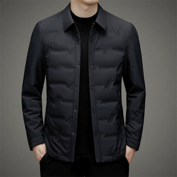 Men’s Down Jacket – Slim Fit – Insulated – Button-Up Quilted Style