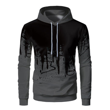 Men's Hooded Sweatshirt – Loose Fit – 3D Digital Print – Ribbed Cuffs – Casual Wear