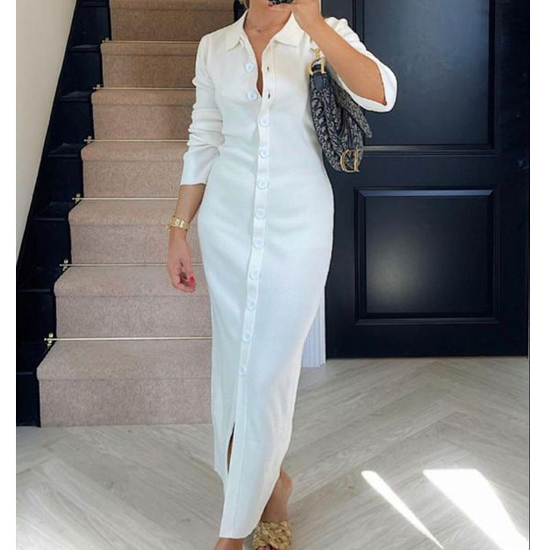 Women’s Shirt Dress – Slim Fit – Full Length – Button Down – Office Formal Wear