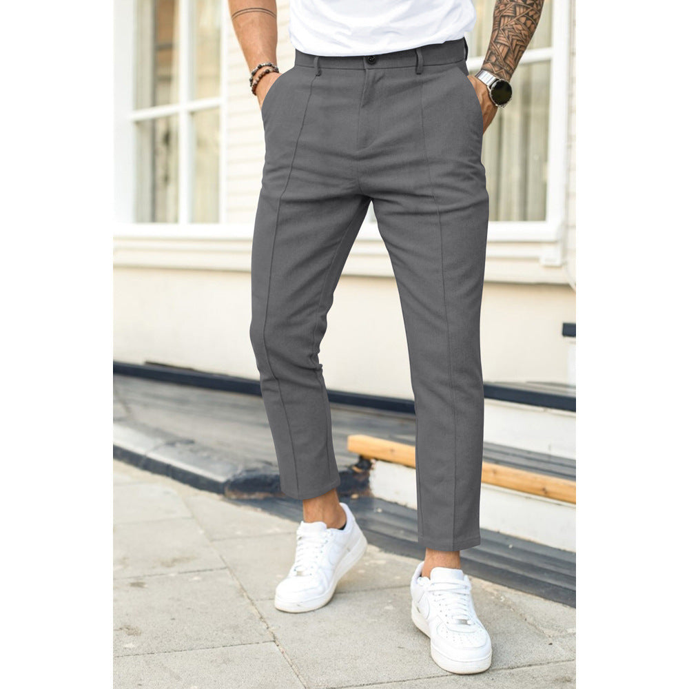 Men’s Trousers – Slim Fit – Ankle Length – Double Pleat – Woven Tailored Style
