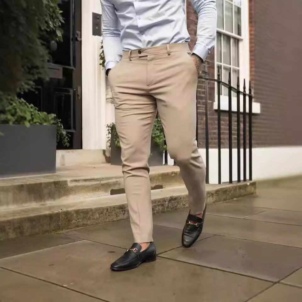 Men’s Slim-Fit Trousers – Tapered Leg – Business Casual Style