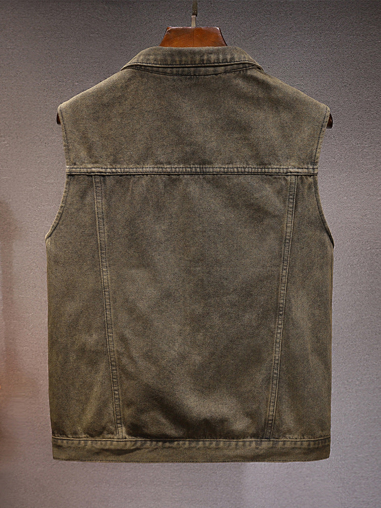 Men's Retro Denim Vest Casual Sleeveless Jacket