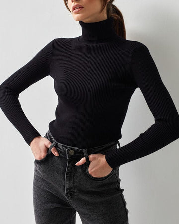 Knitted turtleneck sweater for women