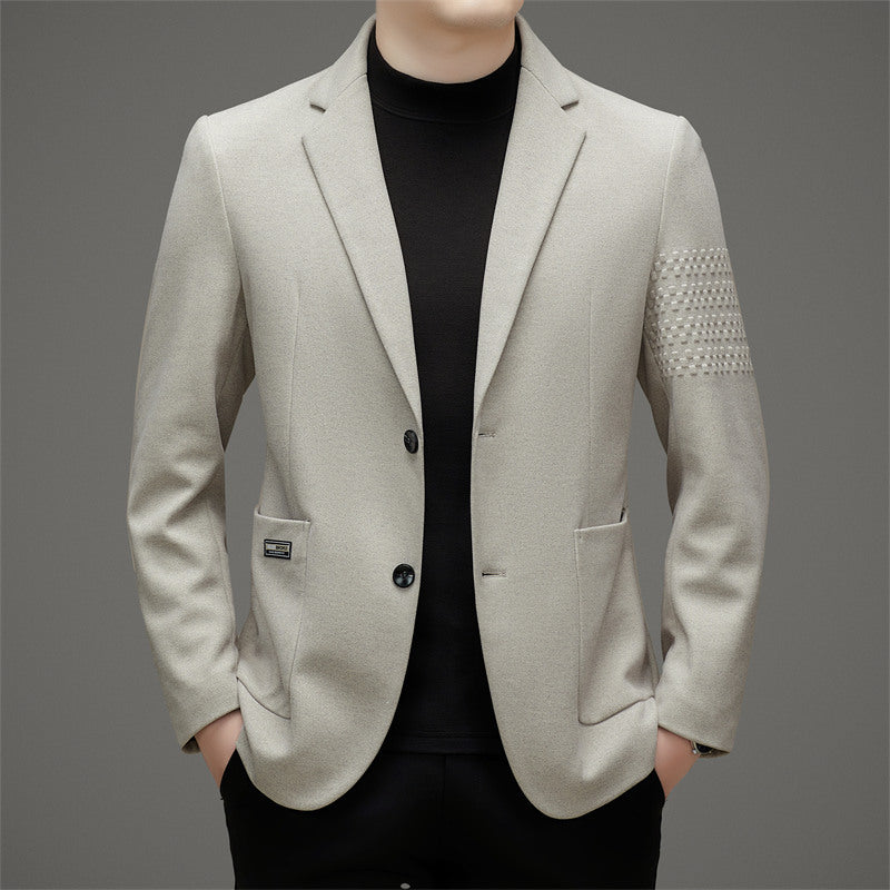 Men’s Blazer – Slim Fit – Wool Blend – Two-Button – Notched Lapel – Embroidered Sleeve
