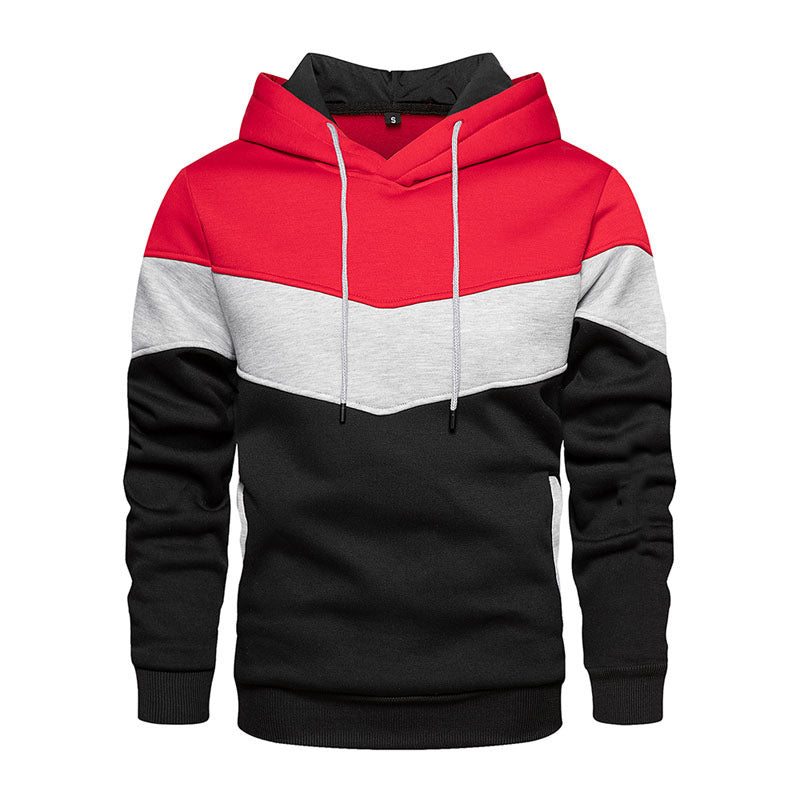 Men’s Hooded Sweatshirt – Cotton Blend – Loose Fit – Colorblock – Side Pockets