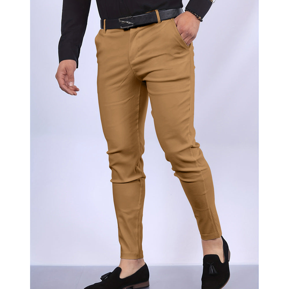 Men's Dress Pants - Slim Fit - Woven Fabric - Faux Pockets - Full Length Formal Wear