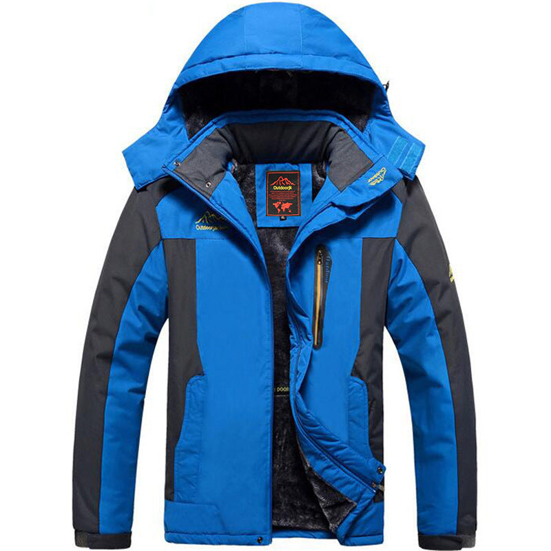 Men’s Outdoor Jacket – Water-Resistant – Fleece Lined – Hooded – Casual Fit