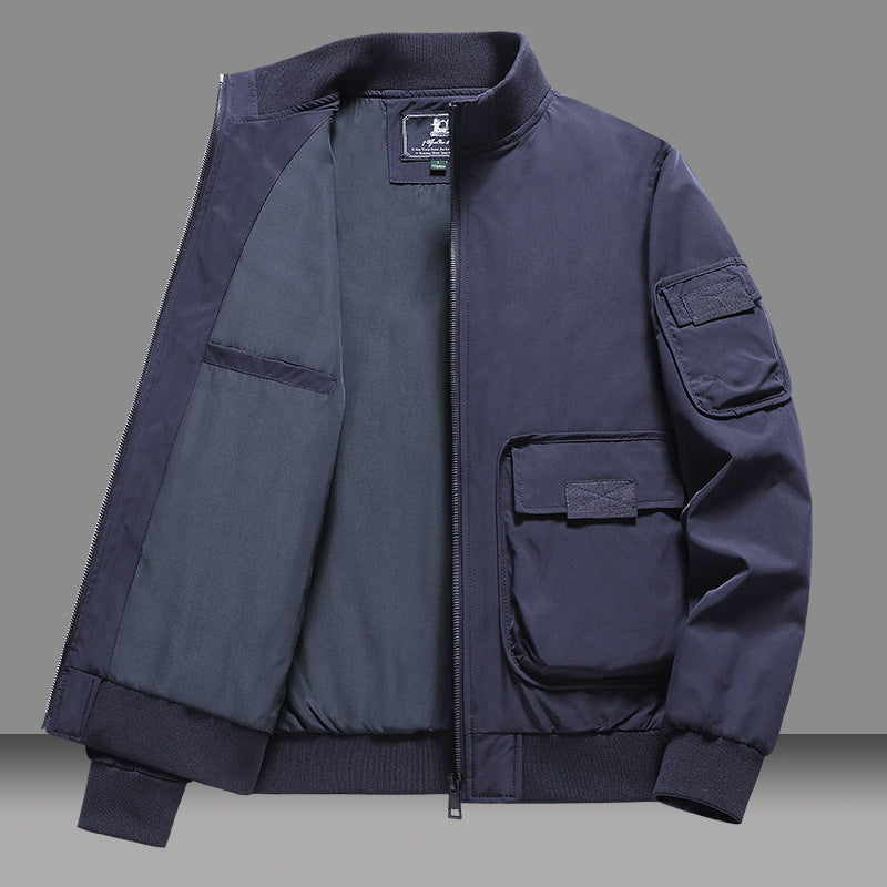 Men’s Bomber Jacket – Relaxed Fit – Ribbed Trim – Patch Pockets – Full Zip Closure