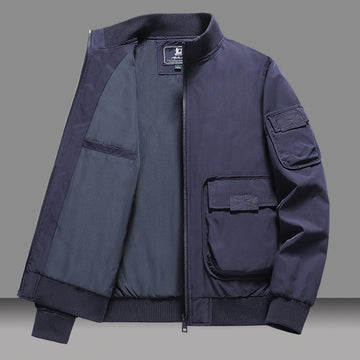 Men’s Bomber Jacket – Relaxed Fit – Ribbed Trim – Patch Pockets – Full Zip Closure