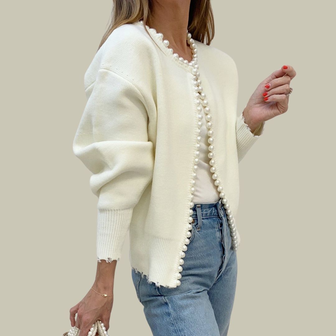 Open front Pearls cardigan for women