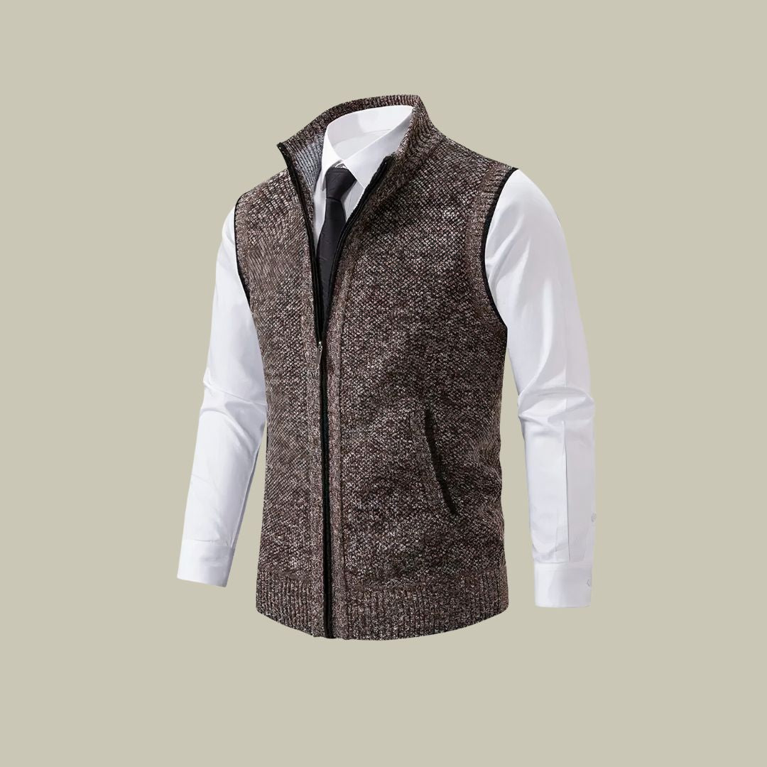 Sleeveless knit sweater vest for men