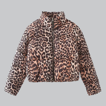 Versatile leopard print padded jacket for women