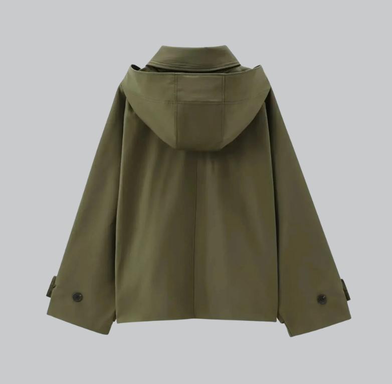 Stylish solid color hooded jacket for women