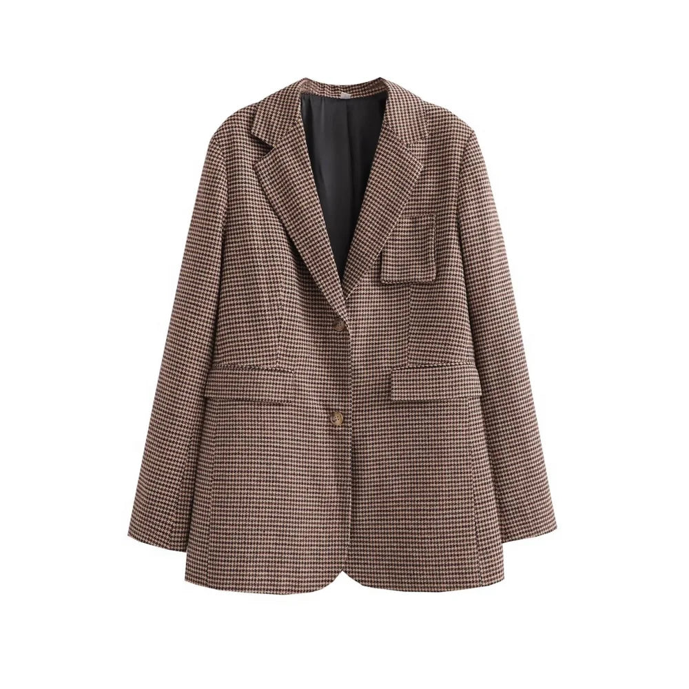 Women's Slim Fit Blazer and Pleated Skirt Set with Leather Buckle