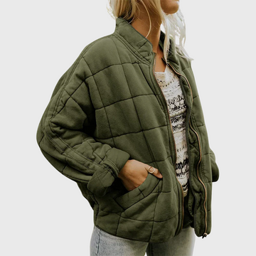 Emily Cotton Quilted Jacket | Oversized Stand Collar Jacket