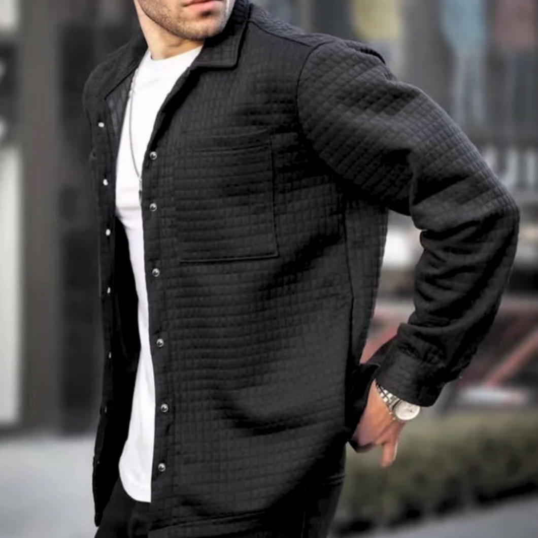 Men’s Quilted Jacket – Relaxed Fit – Button Down – Casual Layering Piece