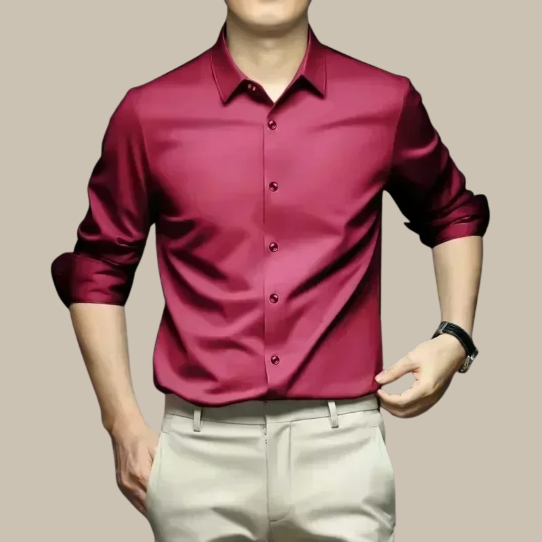 Luxury Men's Silk Shirt - Elegant All-Season Casual Wear for Comfort & Style