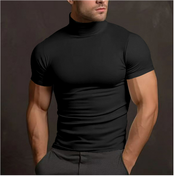 Mock neck short sleeve fitted top for men