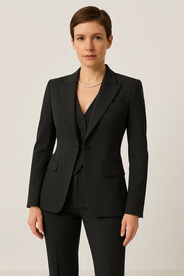 Women’s Business Pantsuit – Tailored Fit – Wool Blend – 3-Piece with Vest