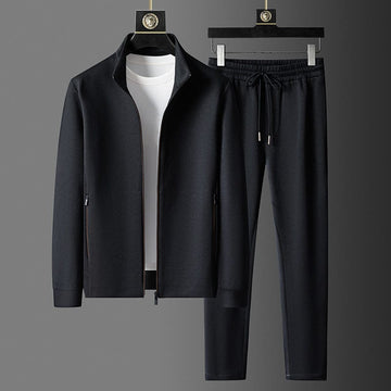 Stand collar zipper and pants casual suit